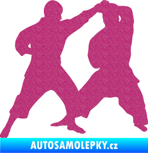 Samolepka Karate 013 levá souboj Ultra Metalic růžová