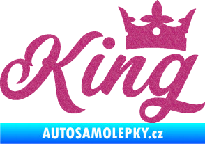 Samolepka King nápis s korunou Ultra Metalic růžová
