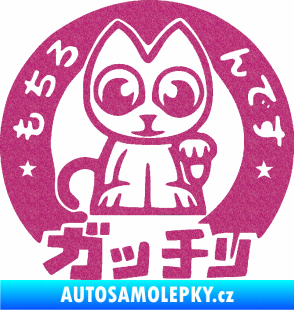 Samolepka Kočička lucky cat JDM 002  Ultra Metalic růžová