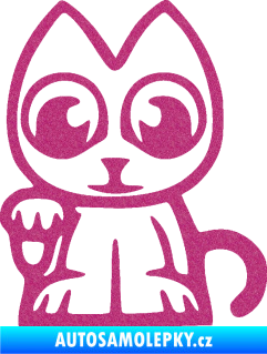Samolepka Kočička lucky cat JDM levá Ultra Metalic růžová