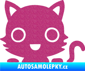 Samolepka Kočka 014 pravá kočka v autě Ultra Metalic růžová