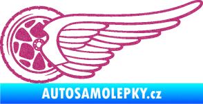 Samolepka Kolo s křídlem levá Ultra Metalic růžová
