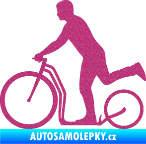 Samolepka Koloběžka 001 levá jízda  Ultra Metalic růžová