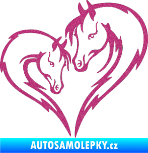Samolepka Koníci 002 - pravá srdíčko kůň s hříbátkem Ultra Metalic růžová