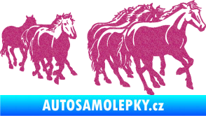 Samolepka Koníci 005 stádo pravá Ultra Metalic růžová
