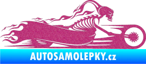 Samolepka Kostra na motorce s plameny pravá Ultra Metalic růžová
