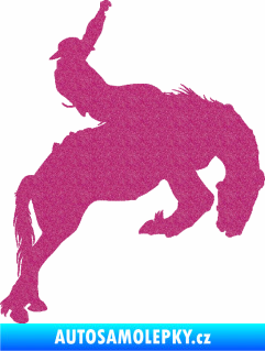 Samolepka Kovboj 001 pravá rodeo na koni Ultra Metalic růžová