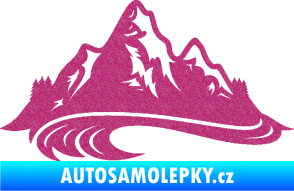 Samolepka Krajina hory 008 levá Ultra Metalic růžová