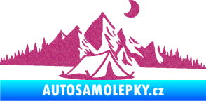 Samolepka Krajina hory 023 pravá kempování Ultra Metalic růžová