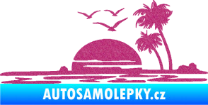 Samolepka Krajina moře 001 pravá karavan na cestách Ultra Metalic růžová
