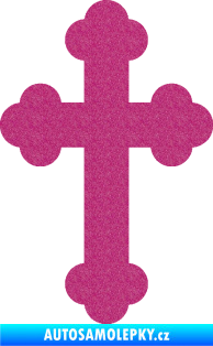 Samolepka Křesťanský kříž 001 Ultra Metalic růžová
