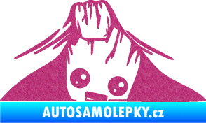 Samolepka Kuk 007 pravá Groot vykukuje Ultra Metalic růžová