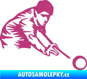 Samolepka Kulečník 001 pravá hráč s tágem Ultra Metalic růžová