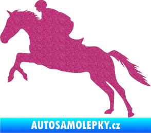 Samolepka Kůň 019 levá jezdec v sedle Ultra Metalic růžová