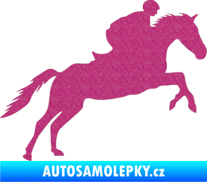 Samolepka Kůň 019 pravá jezdec v sedle Ultra Metalic růžová