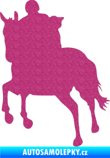 Samolepka Kůň 021 levá s jezdcem Ultra Metalic růžová