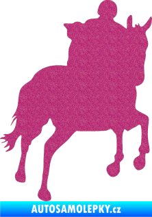 Samolepka Kůň 021 pravá s jezdcem Ultra Metalic růžová