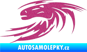 Samolepka Kůň 023 levá hlava s vlající hřívou Ultra Metalic růžová