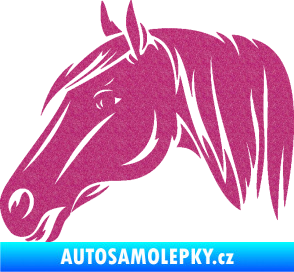 Samolepka Kůň 065 levá hlava s hřívou Ultra Metalic růžová