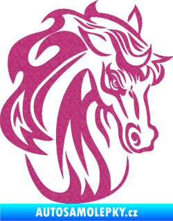 Samolepka Kůň 069 pravá hlava s hřívou Ultra Metalic růžová