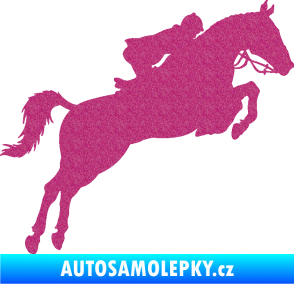 Samolepka Kůň 076 pravá parkur Ultra Metalic růžová