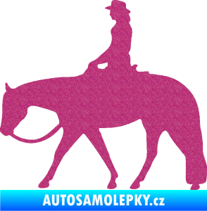 Samolepka Kůň 082 levá kovbojka na koni Ultra Metalic růžová