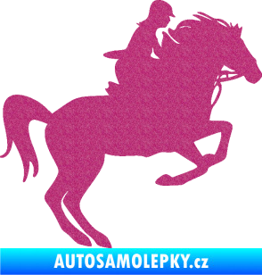Samolepka Kůň 091 pravá skok Ultra Metalic růžová