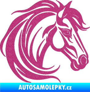 Samolepka Kůň 103 pravá hlava Ultra Metalic růžová