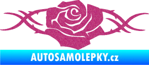 Samolepka Květina dekor 020 levá růže s trny Ultra Metalic růžová