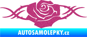 Samolepka Květina dekor 020 pravá růže s trny Ultra Metalic růžová