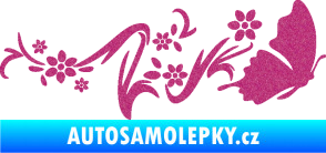 Samolepka Květina dekor 028 pravá s motýlkem Ultra Metalic růžová