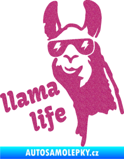 Samolepka Lama 004 llama life Ultra Metalic růžová