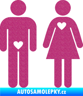 Samolepka Láska muže a ženy levá Ultra Metalic růžová