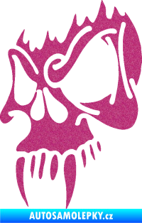 Samolepka Lebka 010 levá s upířími zuby Ultra Metalic růžová
