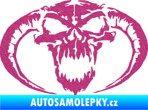 Samolepka Lebka 027 levá se zahnutými rohy Ultra Metalic růžová