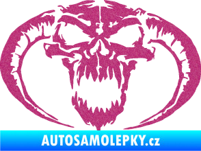 Samolepka Lebka 027 pravá se zahnutými rohy Ultra Metalic růžová