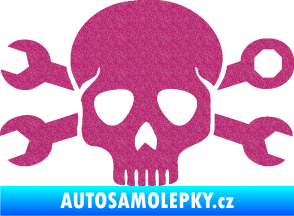 Samolepka Lebka 030 pravá mechanik Ultra Metalic růžová