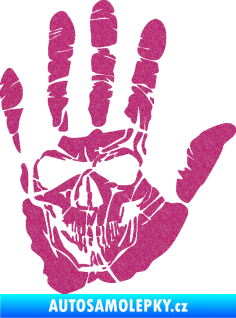 Samolepka Lebka 032 pravá otisk dlaně Ultra Metalic růžová