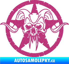 Samolepka Lebka 039 levá army hvězda Ultra Metalic růžová