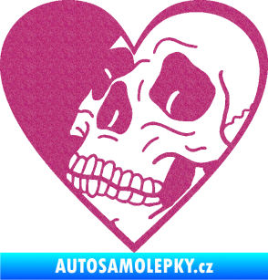 Samolepka Lebka 062 levá v srdíčku Ultra Metalic růžová