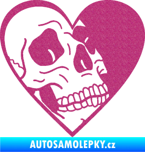 Samolepka Lebka 062 pravá v srdíčku Ultra Metalic růžová