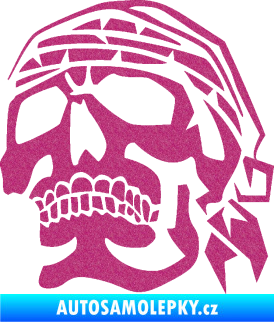 Samolepka Lebka pirát levá Ultra Metalic růžová