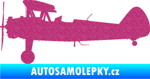 Samolepka Letadlo 020 levá Boeing Stearman model 75 biplane Ultra Metalic růžová