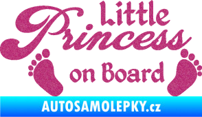 Samolepka Little princess on board 002 nápis s nožičkami Ultra Metalic růžová
