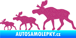 Samolepka Losí rodinka levá Ultra Metalic růžová