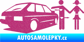 Samolepka Love car love girl levá Ultra Metalic růžová