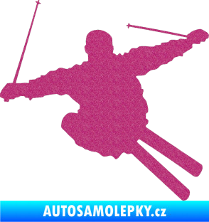 Samolepka Lyžař 001 pravá Ultra Metalic růžová