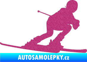Samolepka Lyžař 002 pravá Ultra Metalic růžová