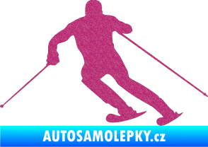 Samolepka Lyžař 003 levá Ultra Metalic růžová