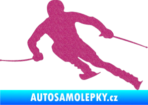 Samolepka Lyžař 012 levá Ultra Metalic růžová